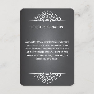 Recepción Tarjeta de información para invitados de boda con 