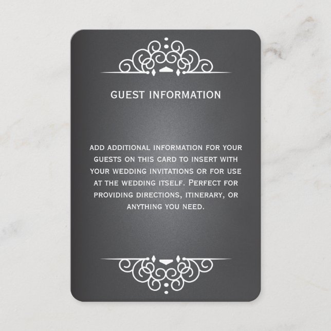 Recepción Tarjeta de información para invitados de boda con  (Anverso)