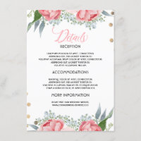 Tarjeta de información para invitados de boda flor
