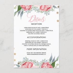 Recepción Tarjeta de información para invitados de boda flor