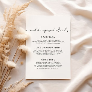 Recepción Tarjeta de información para invitados de boda mini
