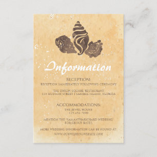 Recepción Tarjeta de información sobre bodas de arena y casc