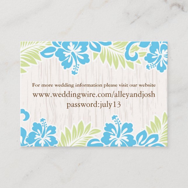 Recepción Tarjeta de información tropical hawaiana turquesa (Anverso)