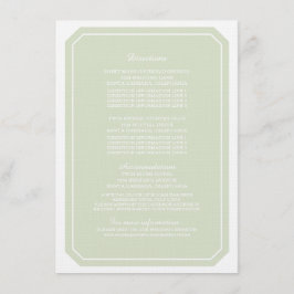 Recepción Tarjeta de información verde simple y elegante