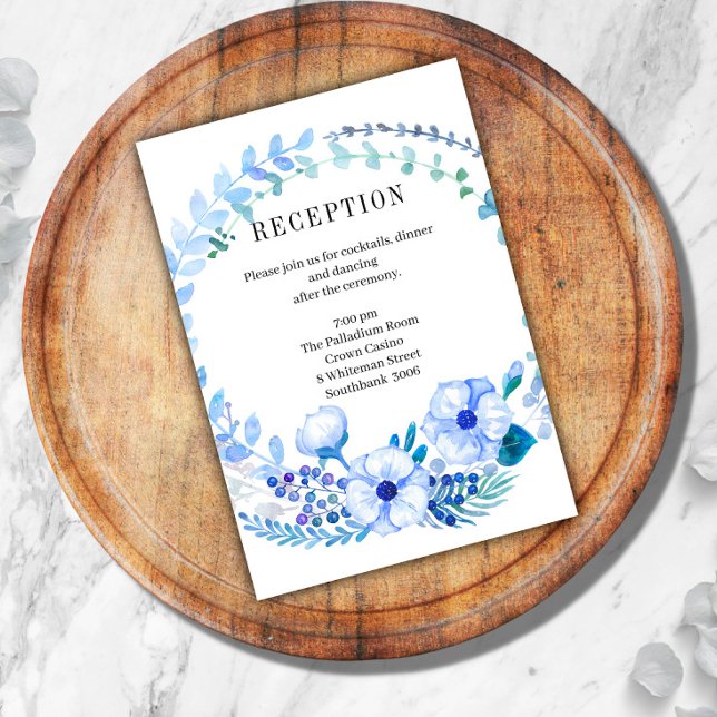 Recepción Tarjeta de inscripción Boho Blue Floral Wedding (Subido por el creador)