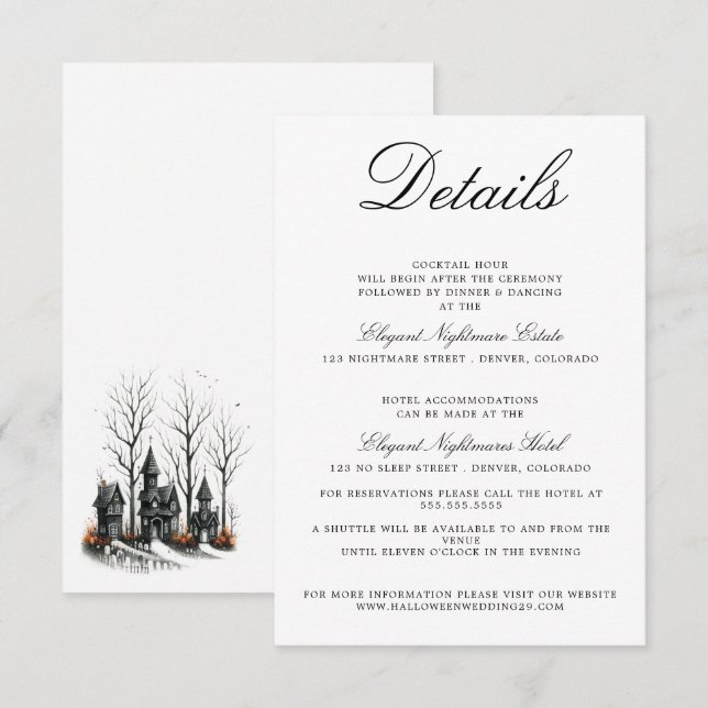 Recepción Tarjeta de inscripción de Boda de la aldea de Hall (Anverso / Reverso)