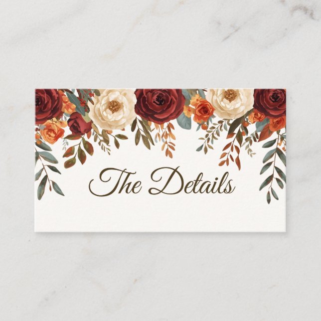 Recepción Tarjeta de inscripción de boda de otoño rústica |  (Anverso)