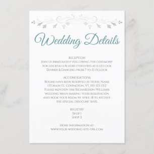 Recepción Tarjeta de inscripción de detalles de boda elegant