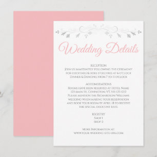 Recepción Tarjeta de inscripción de detalles de boda elegant