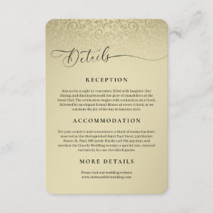 Recepción Tarjeta de inscripción de detalles de la boda Gold