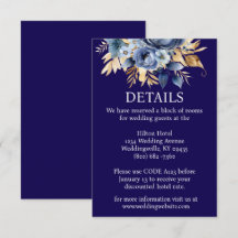 Tarjeta de inscripción de detalles sobre azul y or