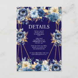 Recepción Tarjeta de inscripción de detalles sobre azul y or