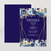 Tarjeta de inscripción de detalles sobre azul y or