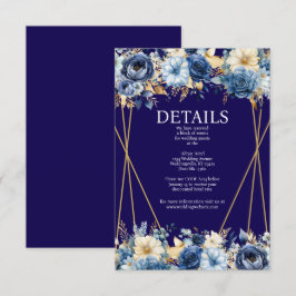 Recepción Tarjeta de inscripción de detalles sobre azul y or