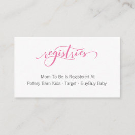Recepción Tarjeta de inscripción de registro de Baby Shower 