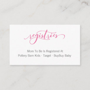 Recepción Tarjeta de inscripción de registro de Baby Shower