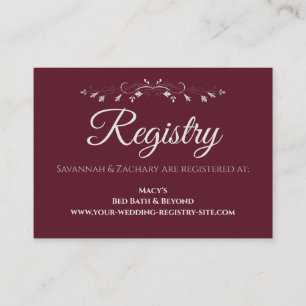 Recepción Tarjeta de inscripción de registro de Bodas de Bor