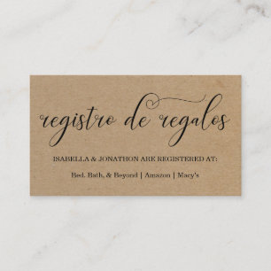 Recepción Tarjeta de inscripción de registro de caligrafía e
