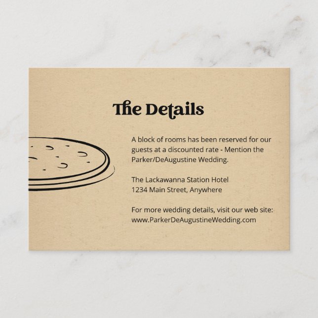 Recepción Tarjeta de inscripción para información de Boda Pi (Anverso)