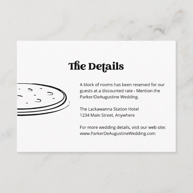 Recepción Tarjeta de inscripción para información de Boda Pi (Anverso)