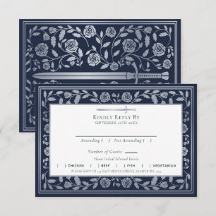 Recepción Tarjeta de inscripción RSVP para boda de espadas m