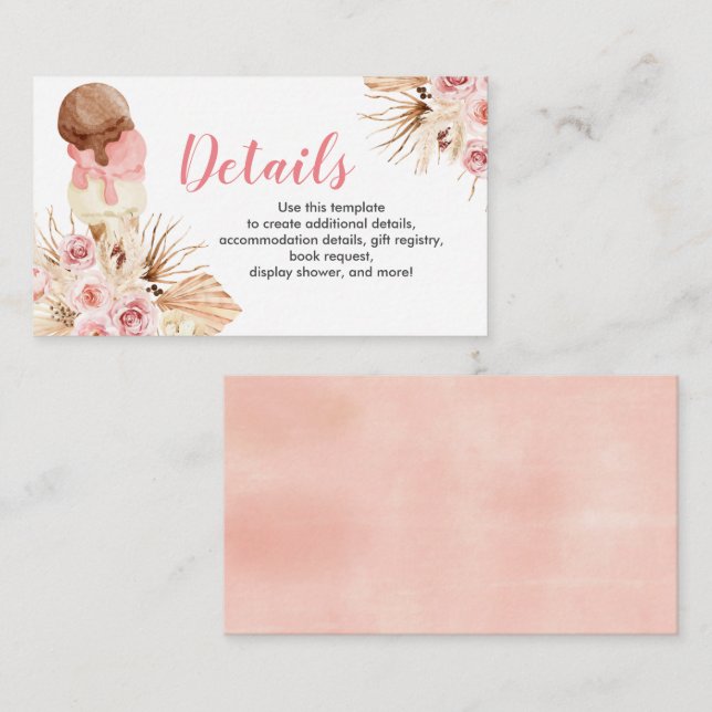 Recepción Tarjeta de inserción Baby Shower con detalles de h (Anverso / Reverso)