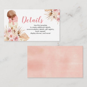 Recepción Tarjeta de inserción Baby Shower con detalles de h
