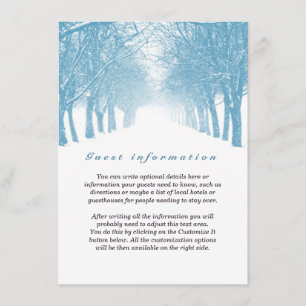 Recepción Tarjeta de inserción Boda de Winter Trees Avenue