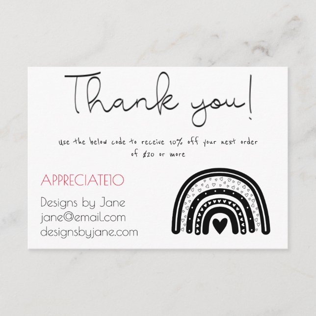 Recepción Tarjeta de inserción de arco iris negro de cupón p (Anverso)