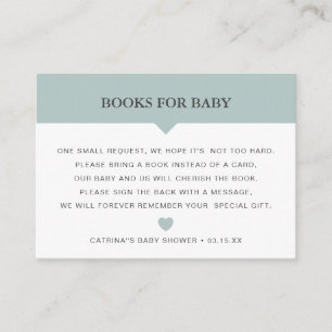 Recepción Tarjeta de inserción de Baby Shower para libro de