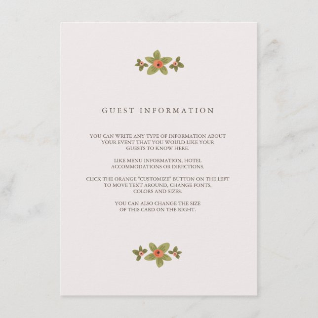 Recepción Tarjeta de inserción de Boda de budos de primavera (Anverso)