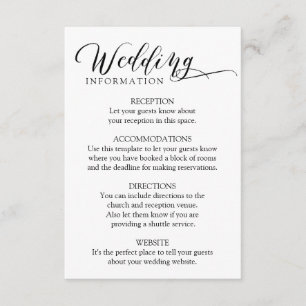 Recepción Tarjeta de inserción de boda de caligrafía clásica