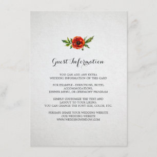 Recepción Tarjeta de inserción de Boda de disquete rojo