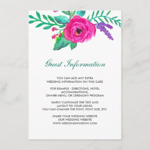 Recepción Tarjeta de inserción de Boda de florals frescos