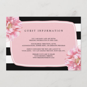 Recepción Tarjeta de inserción de Boda de Moda floral / rosa