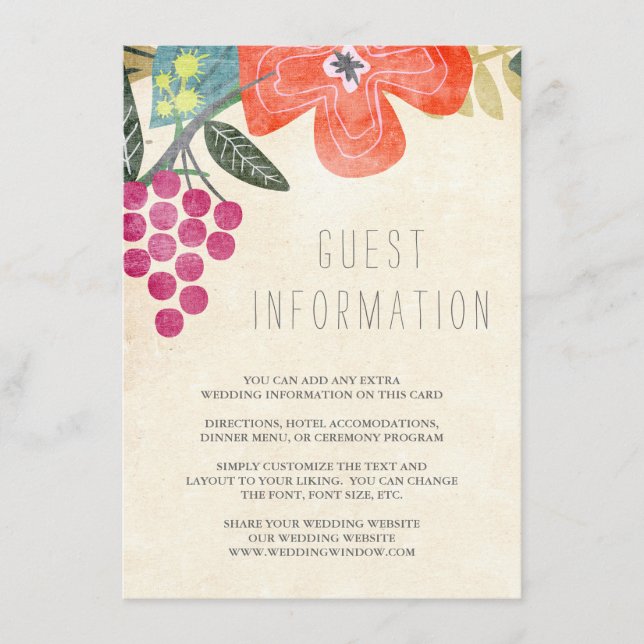 Recepción Tarjeta de inserción de Boda de paraíso rústico (Anverso)
