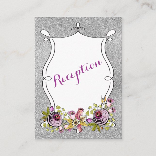 Recepción Tarjeta de inserción de boda | Floral de Relieve m (Anverso)
