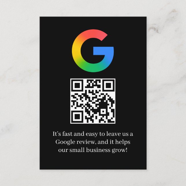 Recepción Tarjeta de inserción de código QR de reseña de Goo (Anverso)