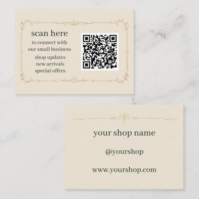 Recepción Tarjeta de inserción de código QR para pequeñas em (Anverso / Reverso)