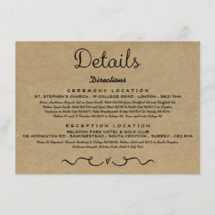 Recepción Tarjeta de inserción de detalle de boda Rústica