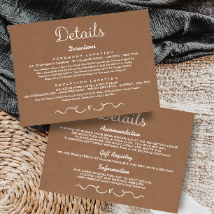 Recepción Tarjeta de inserción de detalle de boda Rústica