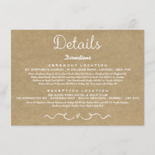 Recepción Tarjeta de inserción de detalle de boda Rústica