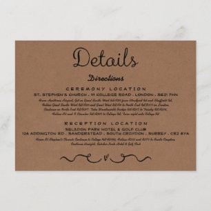 Recepción Tarjeta de inserción de detalle de boda Rústica