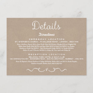 Recepción Tarjeta de inserción de detalle de boda Rústica