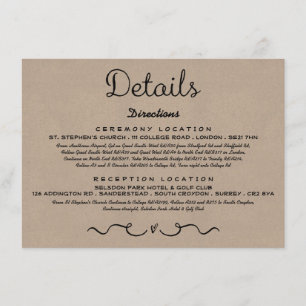 Recepción Tarjeta de inserción de detalle de boda Rústica