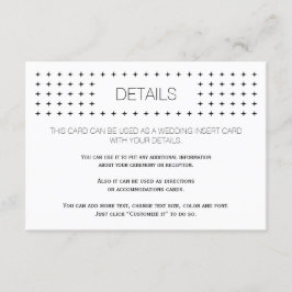 Recepción Tarjeta de inserción de detalles de boda geométric