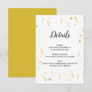 Recepción Tarjeta de inserción de detalles de celebración de