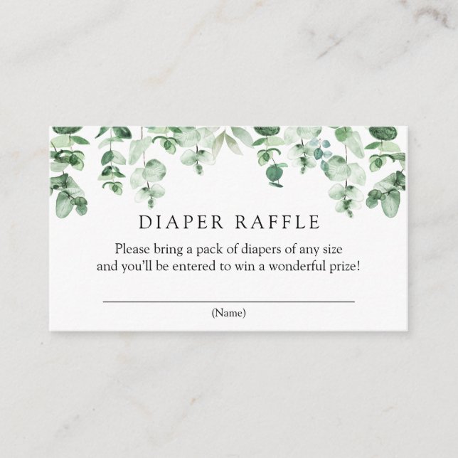 Recepción Tarjeta de inserción de Eucalyptus Diaper Raffle (Anverso)
