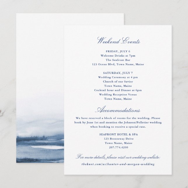 Recepción Tarjeta de inserción de eventos y alojamiento de f (Anverso / Reverso)