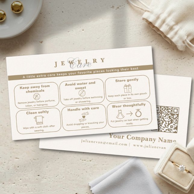 Recepción Tarjeta de inserción de joyería de oro neutral ele (Elegant Neutral Gold Jewelry Card Insert Card)